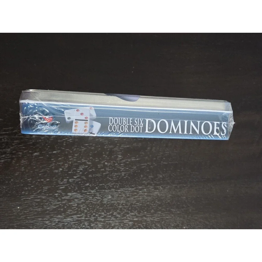 Cardinal Double Six Color Dot Dominoes Tile Game Set in Tin Case, Ages 8+